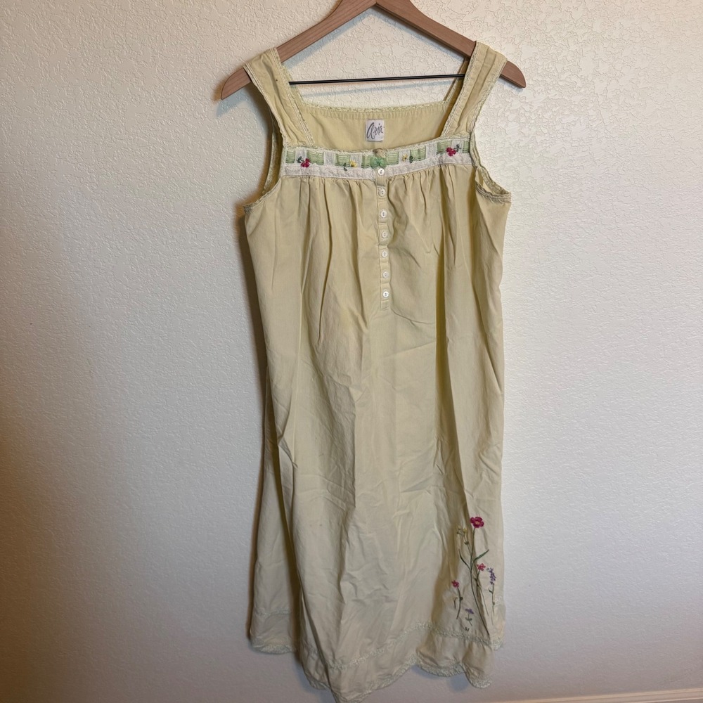 Cottagecore Coquette Aria Floral House Dress Nightgown S/M Yellow Green